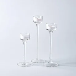 KSP Elise Stem Glass Tealight Candle Holder - Set of 3 (Clear)
