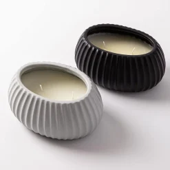 KSP Ellipse Citronella Candle Ceramic Pot 19x12.5x9cm (Grey)