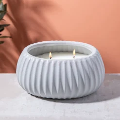 KSP Ellipse Citronella Candle Ceramic Pot 19x12.5x9cm (Grey)