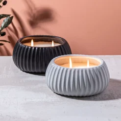 KSP Ellipse Citronella Candle Ceramic Pot 19x12.5x9cm (Grey)