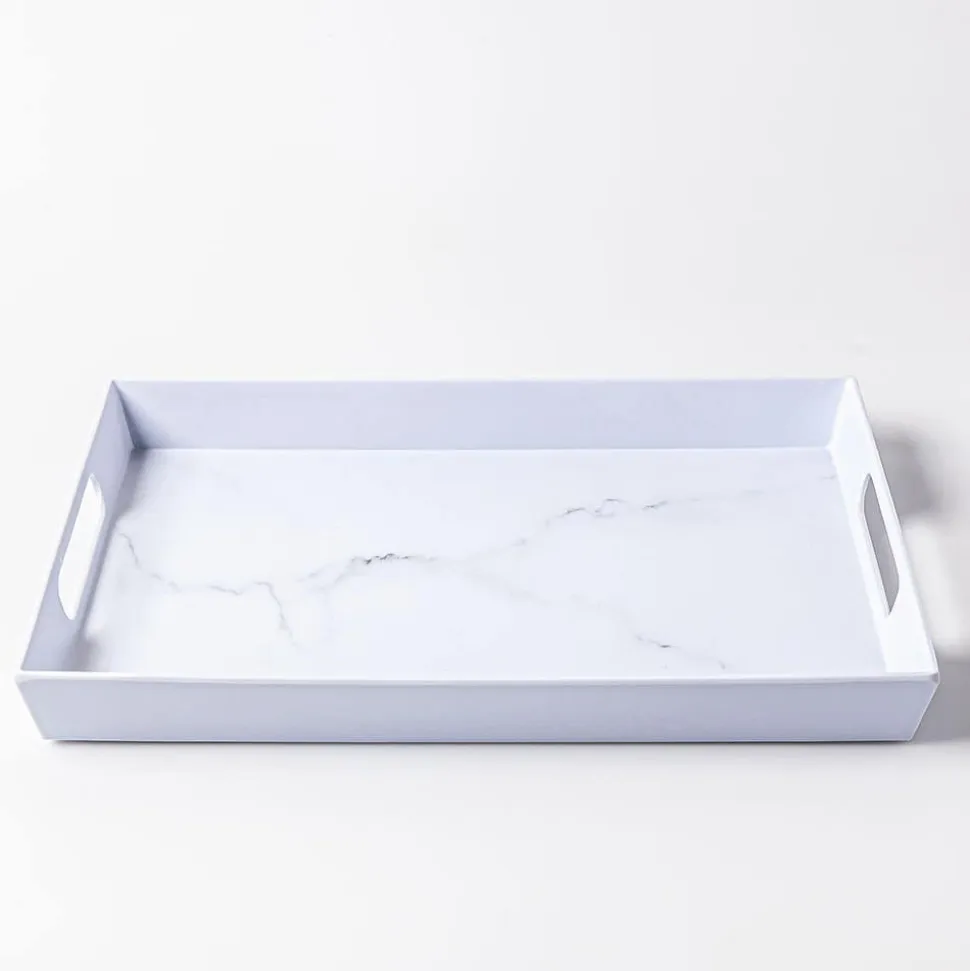 KSP Enzo Melamine Rectangle Serve Tray 16 x 12" (Marble White)