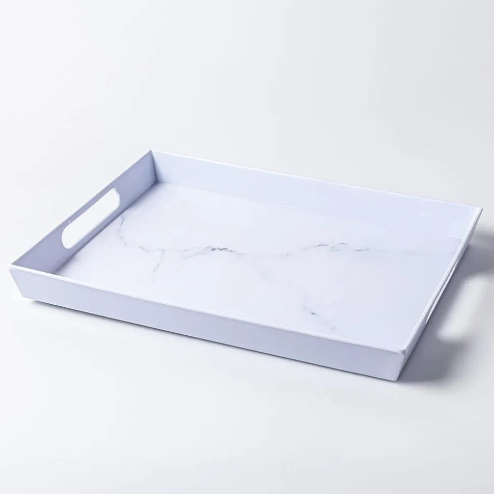 KSP Enzo Melamine Rectangle Serve Tray 16 x 12" (Marble White)