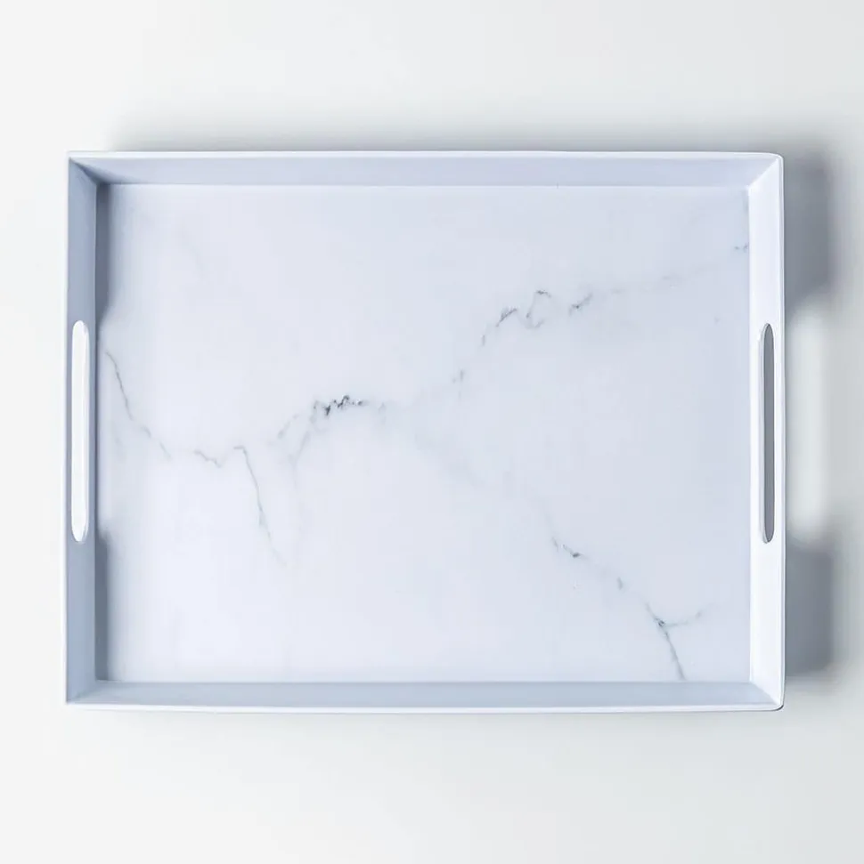 KSP Enzo Melamine Rectangle Serve Tray 16 x 12" (Marble White)