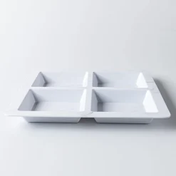 KSP Enzo Melamine 4-Section Serve Tray 13.5" Sq. (Marble White)