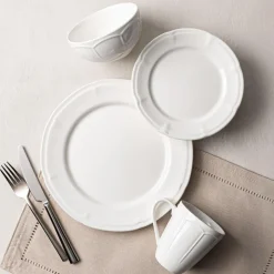 KSP Estelle New Bone China Dinnerware - Set of 16 (White)