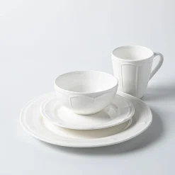 KSP Estelle New Bone China Dinnerware - Set of 16 (White)