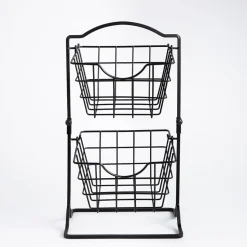 KSP Farmhouse 2-Tier Wire Hanging Basket (Black) 25 x 18.5 x 46 cm