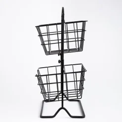 KSP Farmhouse 2-Tier Wire Hanging Basket (Black) 25 x 18.5 x 46 cm