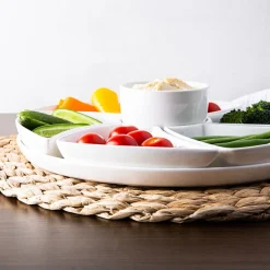 KSP Floria Porcelain Dishes with Tray - Set of 8 (White)