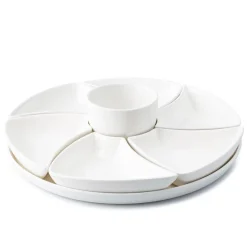 KSP Floria Porcelain Dishes with Tray - Set of 8 (White)