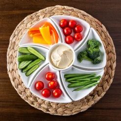 KSP Floria Porcelain Dishes with Tray - Set of 8 (White)