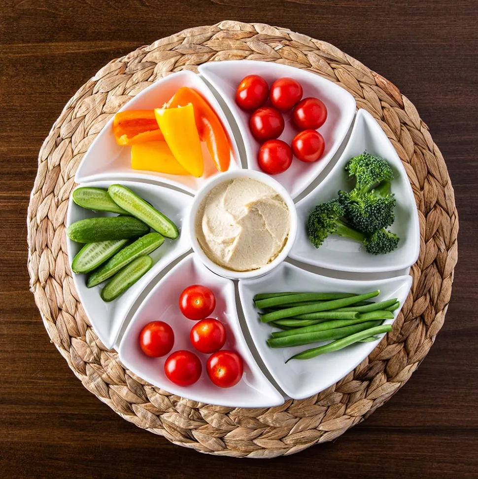 KSP Floria Porcelain Dishes with Tray - Set of 8 (White)