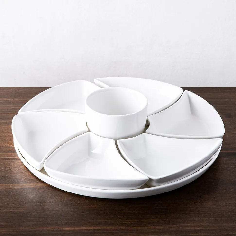 KSP Floria Porcelain Dishes with Tray - Set of 8 (White)