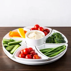 KSP Floria Porcelain Dishes with Tray - Set of 8 (White)