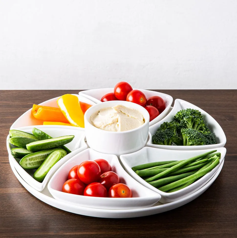 KSP Floria Porcelain Dishes with Tray - Set of 8 (White)