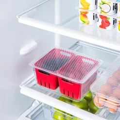 KSP Fridgestor Double Basket Berry Keeper (Red) 6.7x8.7x4