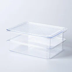 KSP Fridgestor 'Shallow' Fridge Bin with Lid - Set of 2 (8.7x6.7x2")