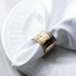 KSP Gather & Dine 'Beaded Edge' Napkin Ring (Shiny Brass)