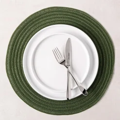KSP Gather & Dine Cirque Woven Vinyl Placemat (Olive Green)