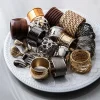 KSP Gather & Dine 'Hammered Duo' Napkin Ring (Nickel)