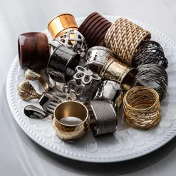 KSP Gather & Dine 'Hammered' Napkin Ring (Shiny Brass)