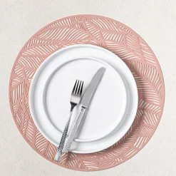 KSP Gather & Dine Leaf Cut-Out Vinyl Placemat (Rose Gold)