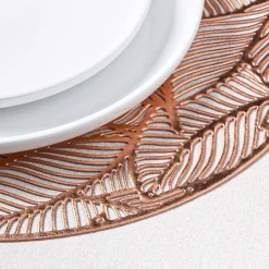 KSP Gather & Dine Leaf Cut-Out Vinyl Placemat (Rose Gold)