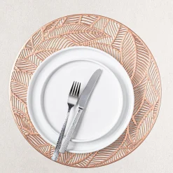 KSP Gather & Dine Leaf Cut-Out Vinyl Placemat (Rose Gold)