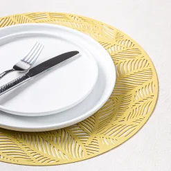 KSP Gather & Dine Leaf Cut-Out Vinyl Placemat (Gold)