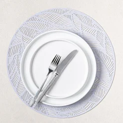 KSP Gather & Dine Leaf Cut-Out Vinyl Placemat (Silver)