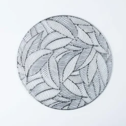 KSP Gather & Dine Leaf Cut-Out Vinyl Placemat (Silver)