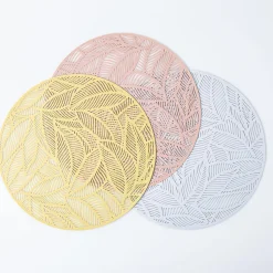 KSP Gather & Dine Leaf Cut-Out Vinyl Placemat (Silver)