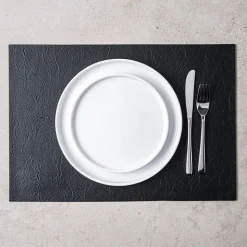 KSP Gather & Dine Textura Luxe Reversible Vinyl Placemat (Black)