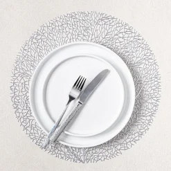 KSP Gather & Dine Tree Cut-Out Vinyl Placemat (Silver)