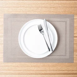 KSP Gather & Dine Two-Tone Border Vinyl Placemat (Champagne)