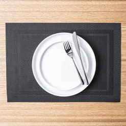 KSP Gather & Dine Two-Tone Border Vinyl Placemat (Black)