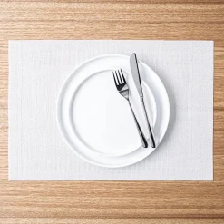 KSP Gather & Dine Two-Tone Border Vinyl Placemat (White)