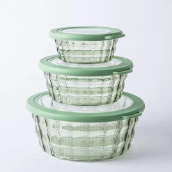 KSP Gem 'Round' Food Storage Container with Lid - Set of 6 (Green)