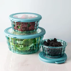 KSP Gem 'Round' Food Storage Container with Lid - Set of 6 (Blue)