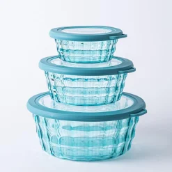KSP Gem 'Round' Food Storage Container with Lid - Set of 6 (Blue)