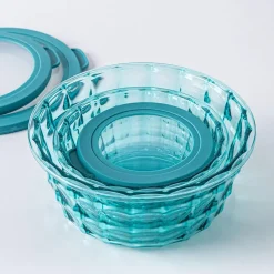 KSP Gem 'Round' Food Storage Container with Lid - Set of 6 (Blue)