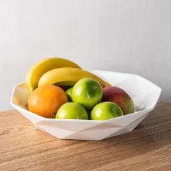 KSP Geometric Porcelain Bowl 34cm x 7cm (White)