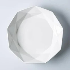 KSP Geometric Porcelain Bowl 34cm x 7cm (White)