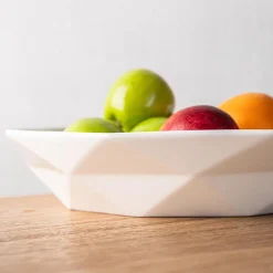 KSP Geometric Porcelain Bowl 34cm x 7cm (White)
