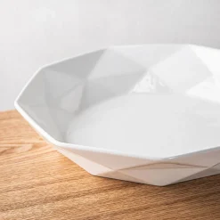 KSP Geometric Porcelain Bowl 34cm x 7cm (White)