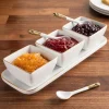KSP Gleam Porcelain Bowls with Tray and Spoons - Set of 7