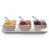 KSP Gleam Porcelain Bowls with Tray - Set/7 (White/Silver)