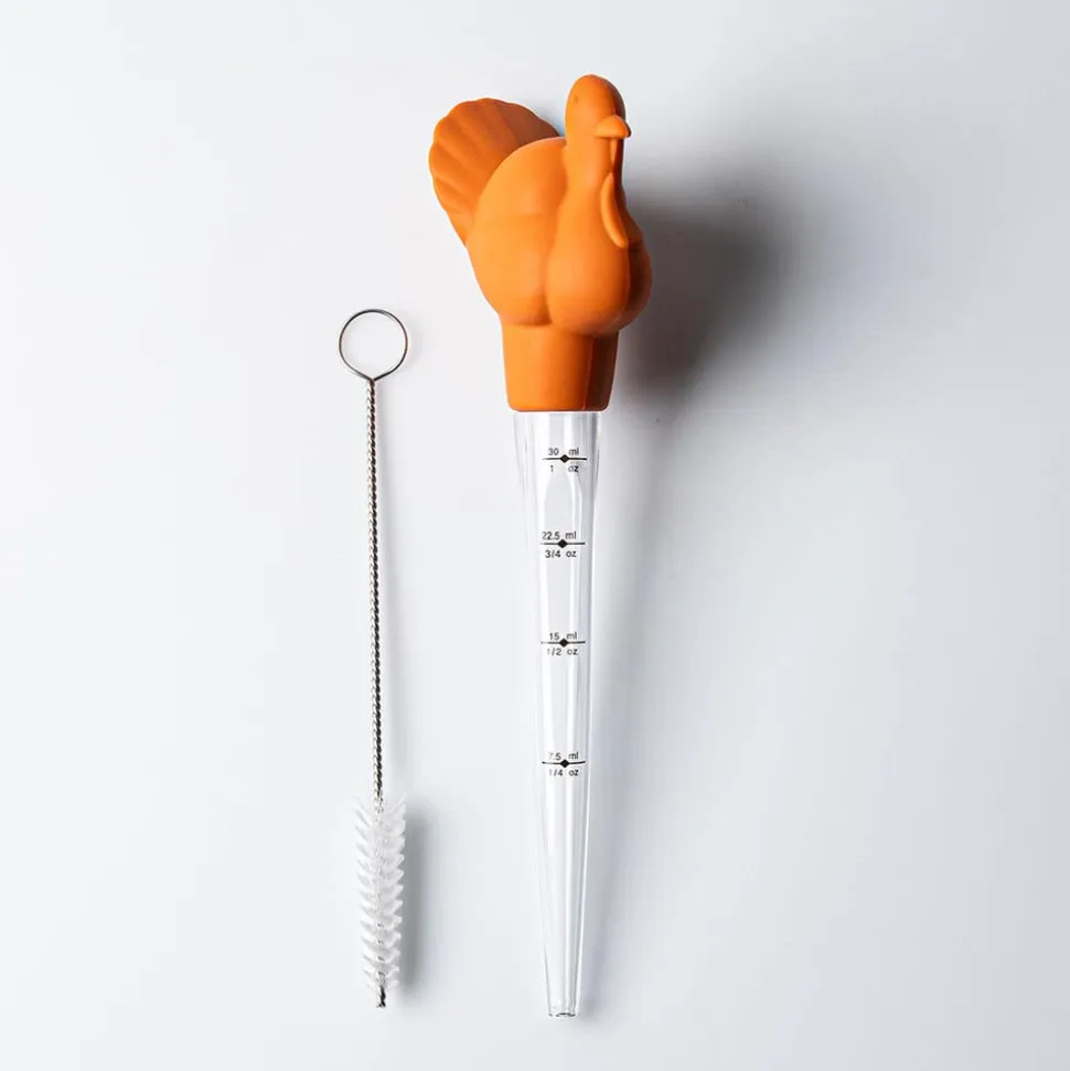 KSP Gobble Turkey Baster with Cleaning Brush (Orange)