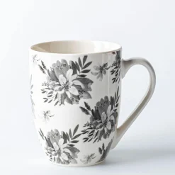 KSP Graphic 'Bloom' Mug - Set of 4 (White/Black)
