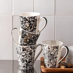 KSP Graphic 'Flora' Conical Mug (Black/White)